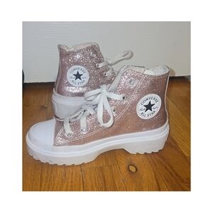 Dusty Pink High-Top Sneakers with Chunky Sole